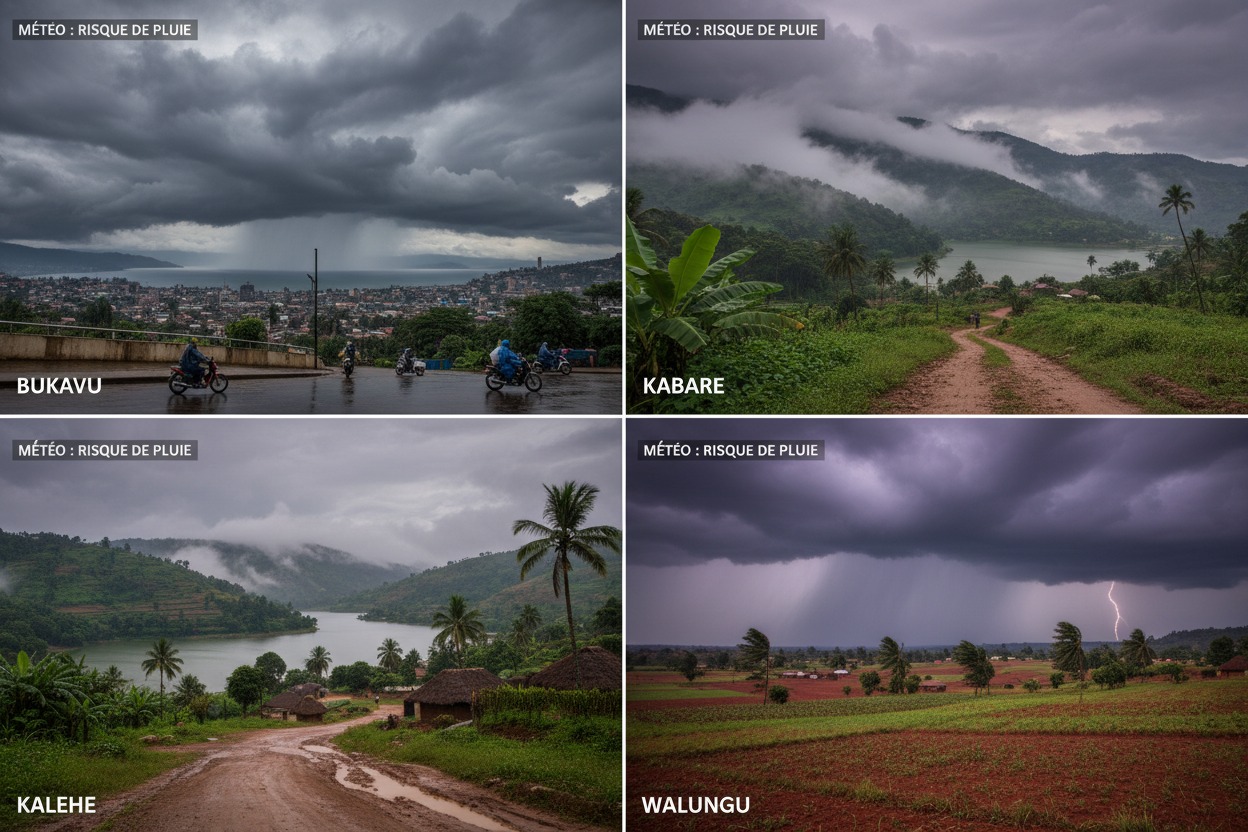 Météo : Risque de pluie à Bukavu, Kabare, Kalehe, Walungu