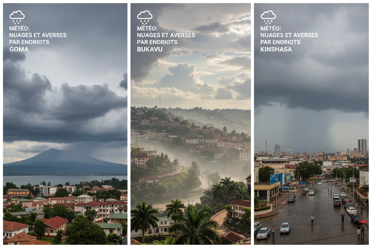 Météo : nuages et averses par endroits à Goma, Bukavu, Kinshasa